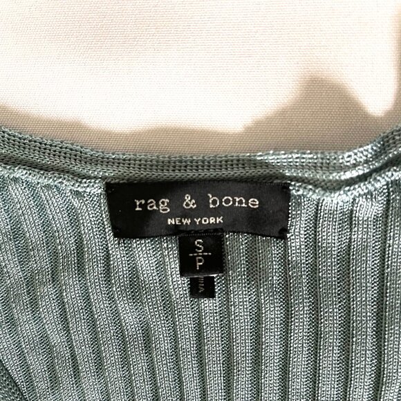 Rag & Bone Alyssa Ribbed V-Neck Sweater - Lake Blue - Size Small - Picture 5 of 8